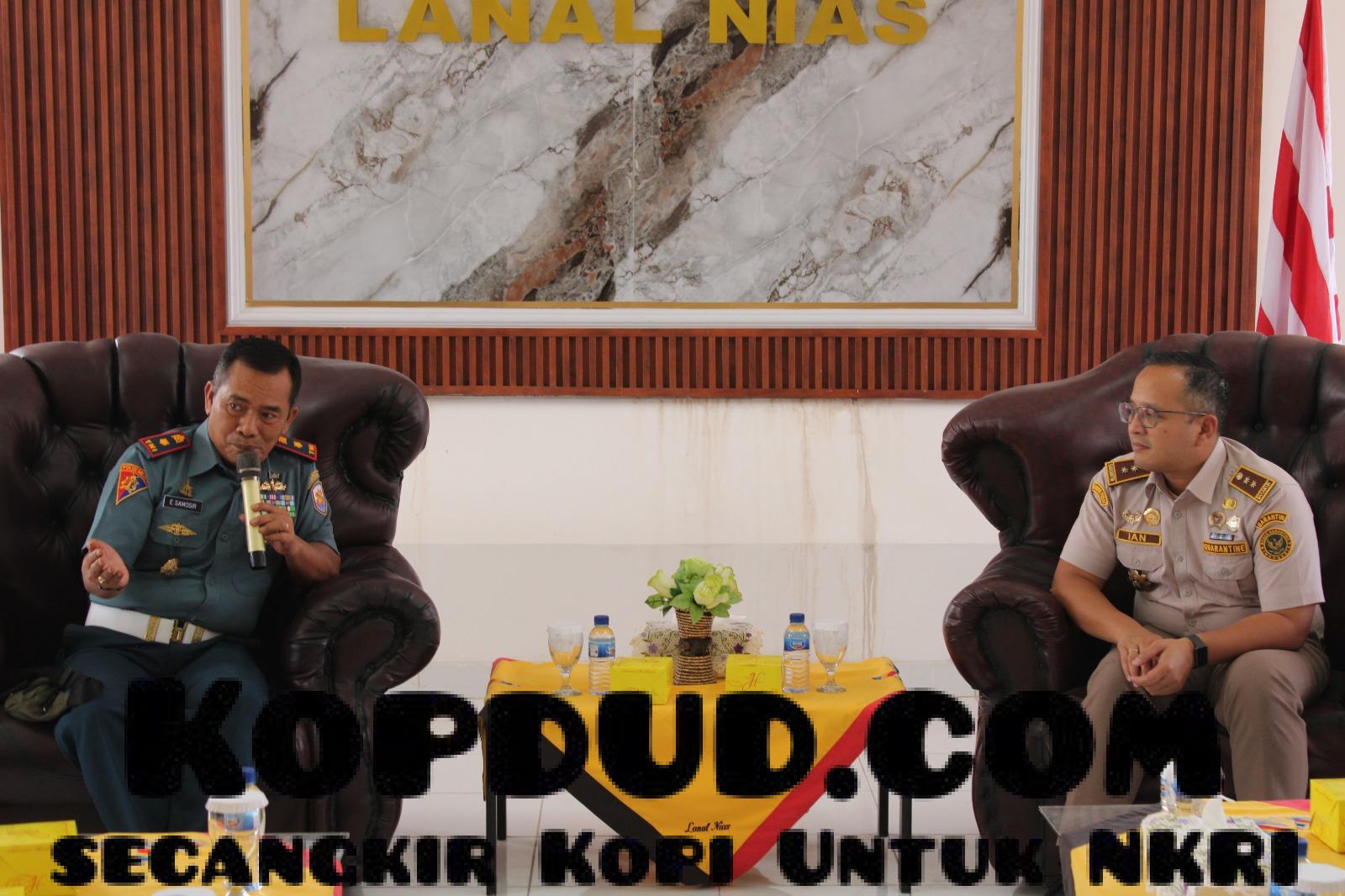 Perkuat Sinergitas Pengamanan Hayati dan Penegakan Hukum Laut, Lanal Nias Terima Audiensi Badan Karantina Indonesia