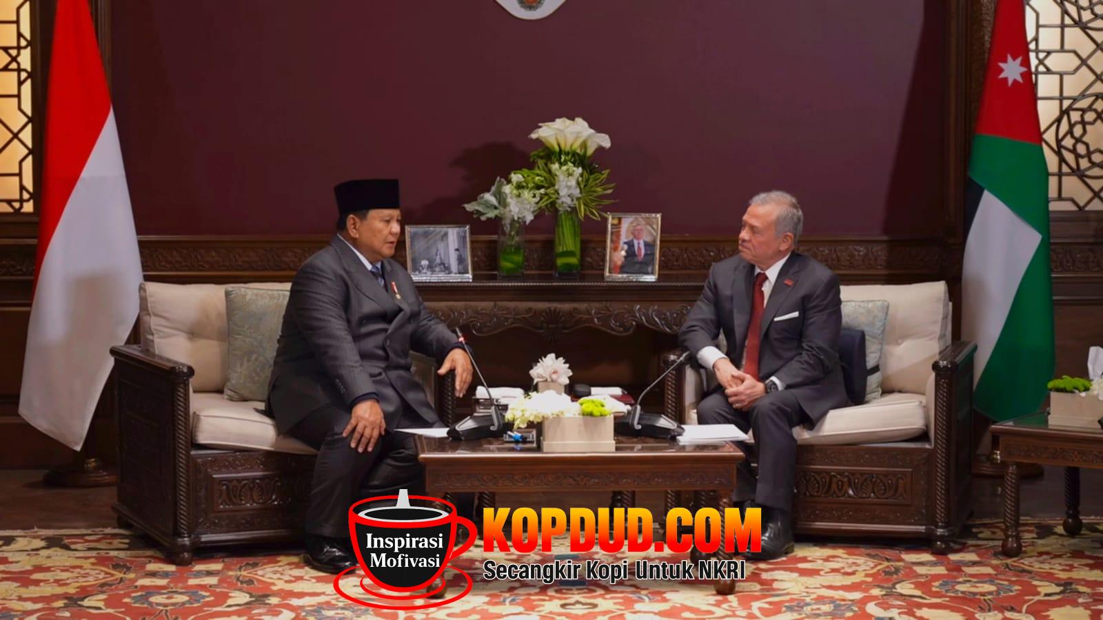 Prabowo dan Raja Yordania Tegaskan Komitmen Solusi Dua Negara untuk Perdamaian Palestina