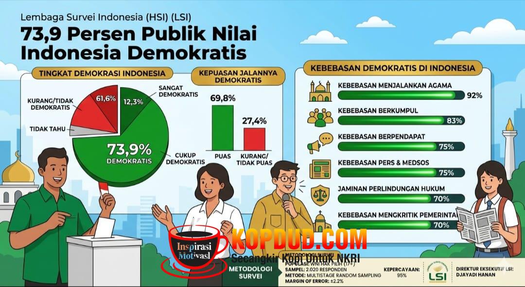 Survei LSI: Demokrasi RI Dapat Dukungan 73,9 Persen Warga