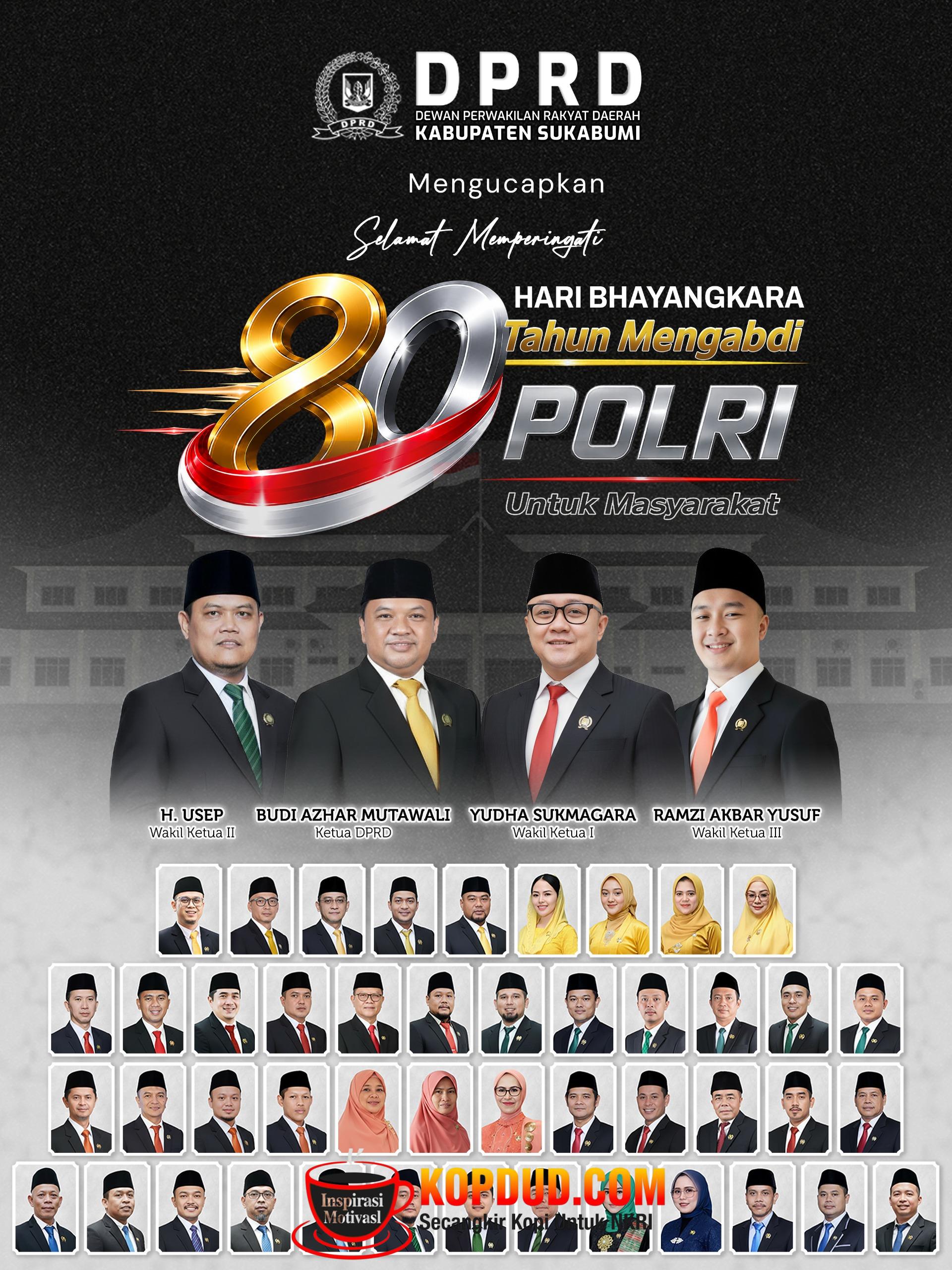 Ketua DPRD Kabupaten Sukabumi Ucapkan Selamat Hari Bhayangkara ke-80