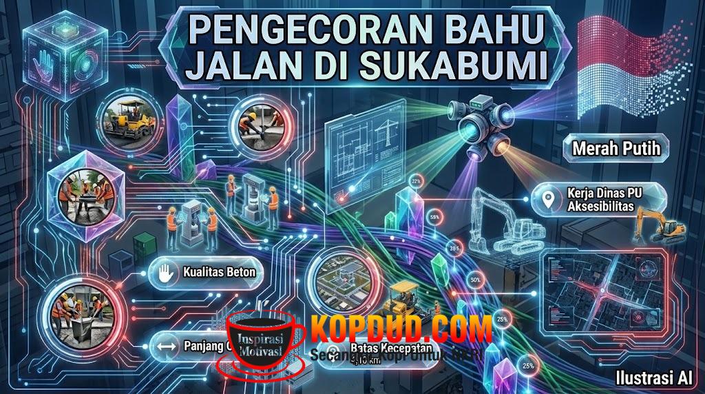 Bahu Jalan Parungkuda-Bojongpari di Sukabumi Dibeton